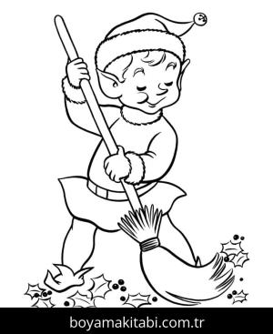 Noel Elfi boyama sayfası – çocuklar için, çizgi film temalı