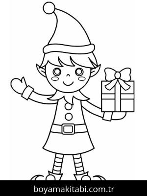 Noel Elfi boyama sayfası – sanatsal çalışma, çocuklar için