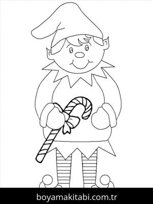 Noel Elfi boyama sayfası – okul öncesi, evde etkinlik