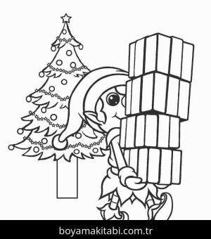 Noel Elfi boyama sayfası – keyifli zaman, renkli çizimler