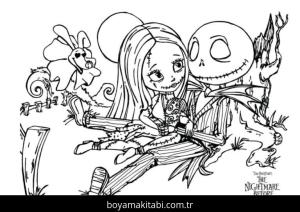 Noel Gecesi Kabusu boyama sayfası – basit çizim, kolay boyama