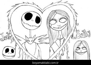 Noel Gecesi Kabusu boyama sayfası – çizgi film temalı, basit çizim