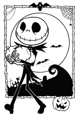 Noel Gecesi Kabusu boyama sayfası,  coloring page, Sevimli Jack Skellington’ı çiz, 