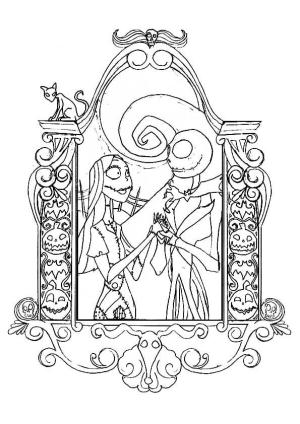 Noel Gecesi Kabusu boyama sayfası,  coloring page, Jack ve Sally’yi çiz, 