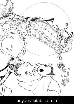 Noel Gecesi Kabusu boyama sayfası – çocuklar için, çizgi film temalı