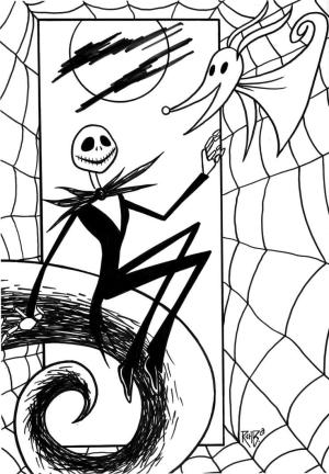 Noel Gecesi Kabusu boyama sayfası,  coloring page, Jack Skellington ve Sıfır Noel Gecesi Kabusu, 