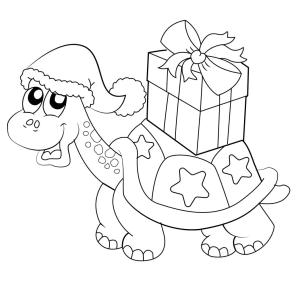 Noel Hayvanları boyama sayfası,  coloring page, Noel Kaplumbağası, 