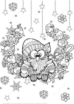 Noel Hayvanları boyama sayfası,  coloring page, Noel Baykuş Resmi, 