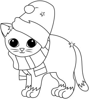 Noel Hayvanları boyama sayfası,  coloring page, Noel kedisi, 