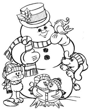 Noel Hayvanları boyama sayfası,  coloring page, Noel Hayvanları ve Kardan Adam, 