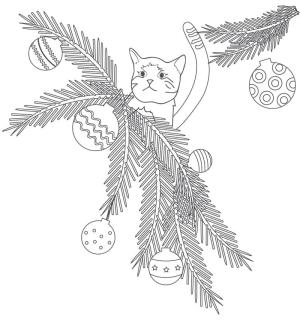 Noel Hayvanları boyama sayfası,  coloring page, Noel Yavru Kedi, 