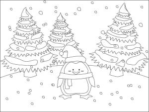 Noel Hayvanları boyama sayfası,  coloring page, Noel Pengueni çiz, 