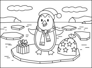 Noel Hayvanları boyama sayfası,  coloring page, Şirin Noel Pengueni, 