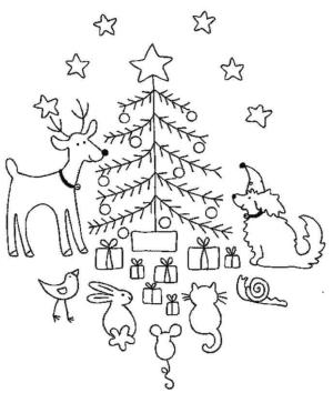 Noel Hayvanları boyama sayfası,  coloring page, Şirin Noel Hayvanları, 