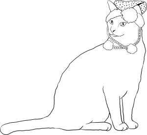 Noel Hayvanları boyama sayfası,  coloring page, Bir Noel Kedisi, 