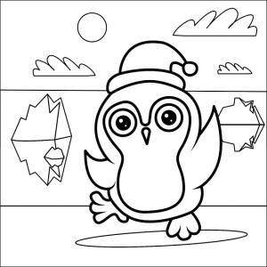 Noel Hayvanları boyama sayfası,  coloring page, Sevimli Noel Pengueni çizmek, 