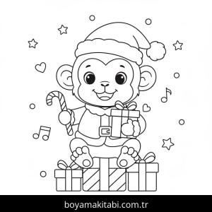 Noel Hayvanları boyama sayfası – basit çizim, kolay boyama