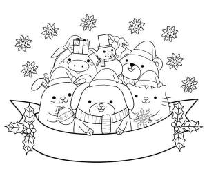 Noel Hayvanları boyama sayfası,  coloring page, Sevimli Noel Hayvanları, 