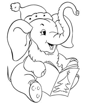 Noel Hayvanları boyama sayfası,  coloring page, Şirin Noel Fili, 