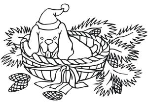 Noel Hayvanları boyama sayfası,  coloring page, Bir Noel Köpeği, 