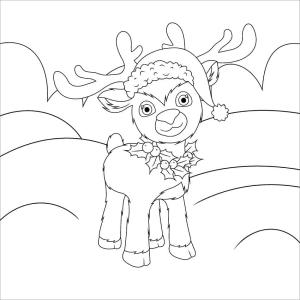 Noel Hayvanları boyama sayfası,  coloring page, Noel’de sevimli ren geyiği, 