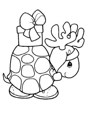 Noel Hayvanları boyama sayfası,  coloring page, Şirin Noel Kaplumbağası, 