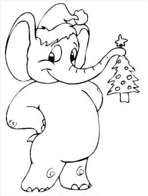 Noel Hayvanları boyama sayfası,  coloring page, Karikatür Noel Fili, 