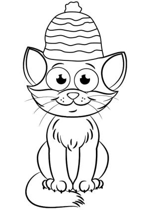 Noel Hayvanları boyama sayfası,  coloring page, Noel’de sevimli kedi, 