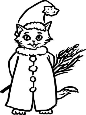 Noel Hayvanları boyama sayfası,  coloring page, Noel’de kedi, 