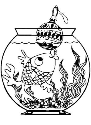 Noel Hayvanları boyama sayfası,  coloring page, Noel Balığı, 