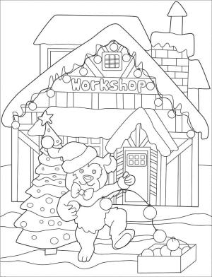 Noel Hayvanları boyama sayfası,  coloring page, Şirin Noel Ayısı, 