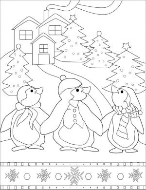 Noel Hayvanları boyama sayfası,  coloring page, Noel Penguenleri, 