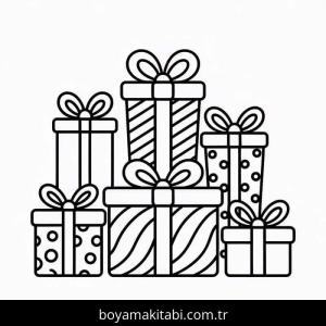 Noel Hediyeleri boyama sayfası – el becerilerini geliştirir, boyama çalışması