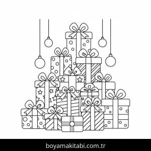 Noel Hediyeleri boyama sayfası – boyama çalışması, yaratıcılığı geliştirir