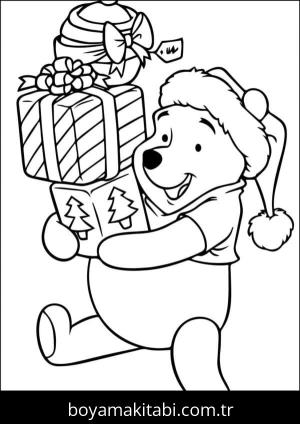 Noel Hediyeleri boyama sayfası – çocuklar için, çizgi film temalı