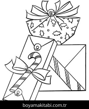 Noel Hediyeleri boyama sayfası – sevimli karakter, sanatsal çalışma