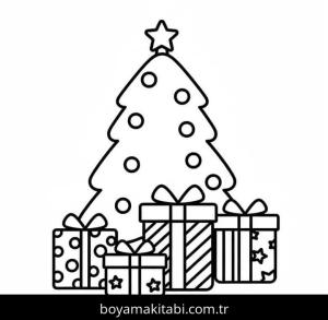 Noel Hediyeleri boyama sayfası – eğlenceli etkinlik, el becerilerini geliştirir