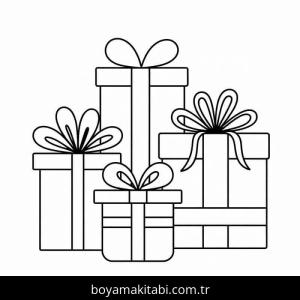 Noel Hediyeleri boyama sayfası – boyama çalışması, yaratıcılığı geliştirir