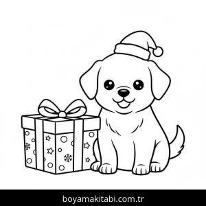 Noel Hediyeleri boyama sayfası – PDF indir, sevimli karakter