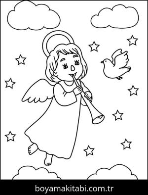 Noel Meleği boyama sayfası – sanatsal çalışma, çocuklar için