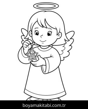 Noel Meleği boyama sayfası – eğlenceli etkinlik, el becerilerini geliştirir