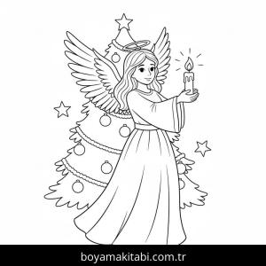 Noel Meleği boyama sayfası – okul öncesi, evde etkinlik