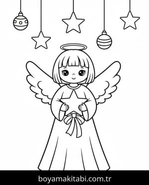 Noel Meleği boyama sayfası – el becerilerini geliştirir, boyama çalışması