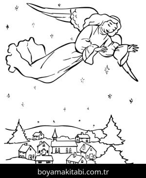 Noel Meleği boyama sayfası – yaratıcılık, eğlenceli etkinlik