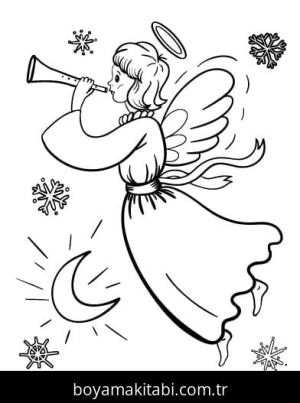 Noel Meleği boyama sayfası – çocuk aktivitesi, PDF indir