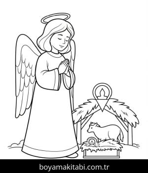 Noel Meleği boyama sayfası – yaratıcılığı geliştirir, keyifli zaman