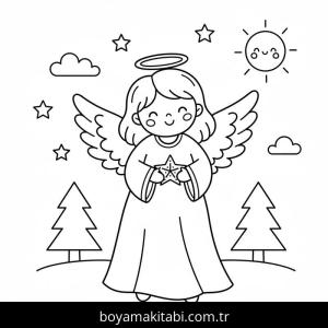 Noel Meleği boyama sayfası – eğitici aktivite, yaratıcılık
