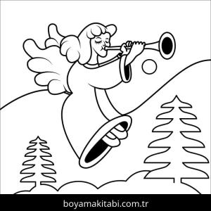 Noel Meleği boyama sayfası – keyifli zaman, renkli çizimler