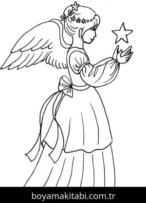 Noel Meleği boyama sayfası – basit çizim, kolay boyama