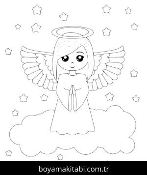 Noel Meleği boyama sayfası – çocuklar için, çizgi film temalı